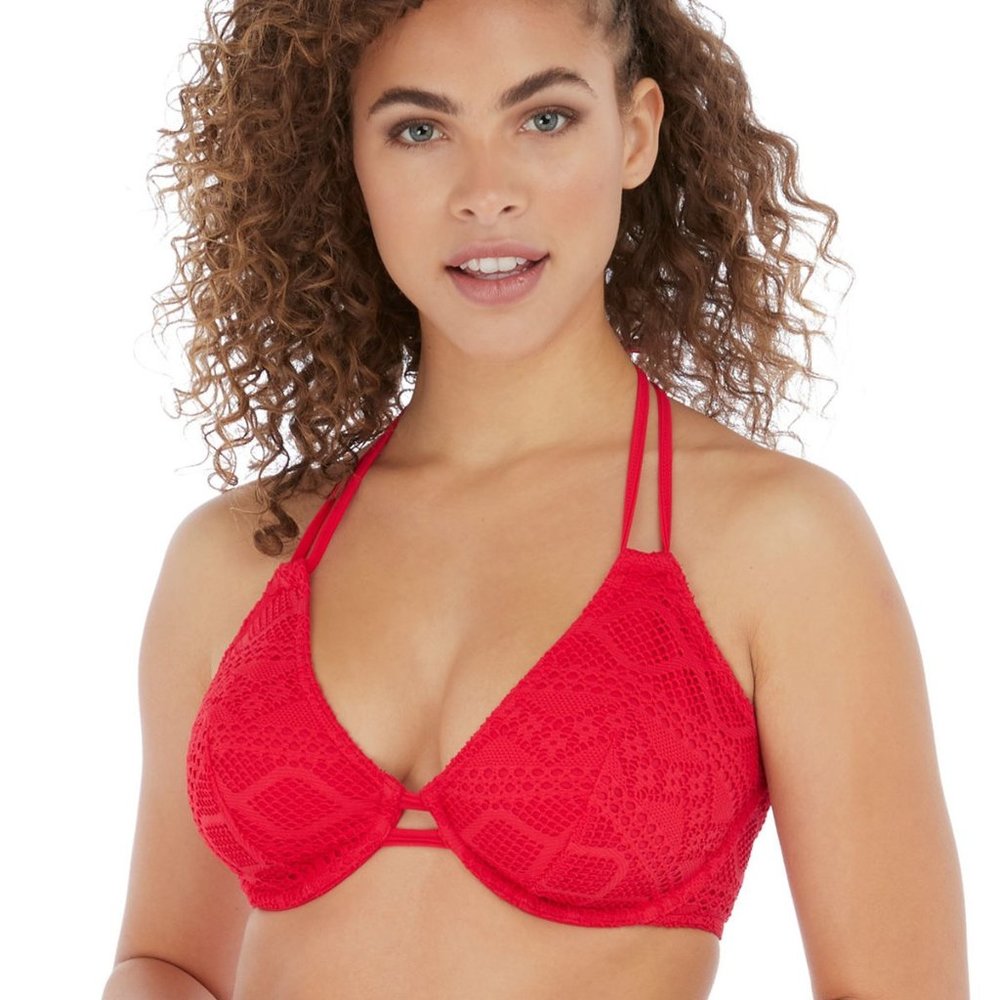 Freya Crochet Halter Bikini Swim Top, US 30G, UK 3